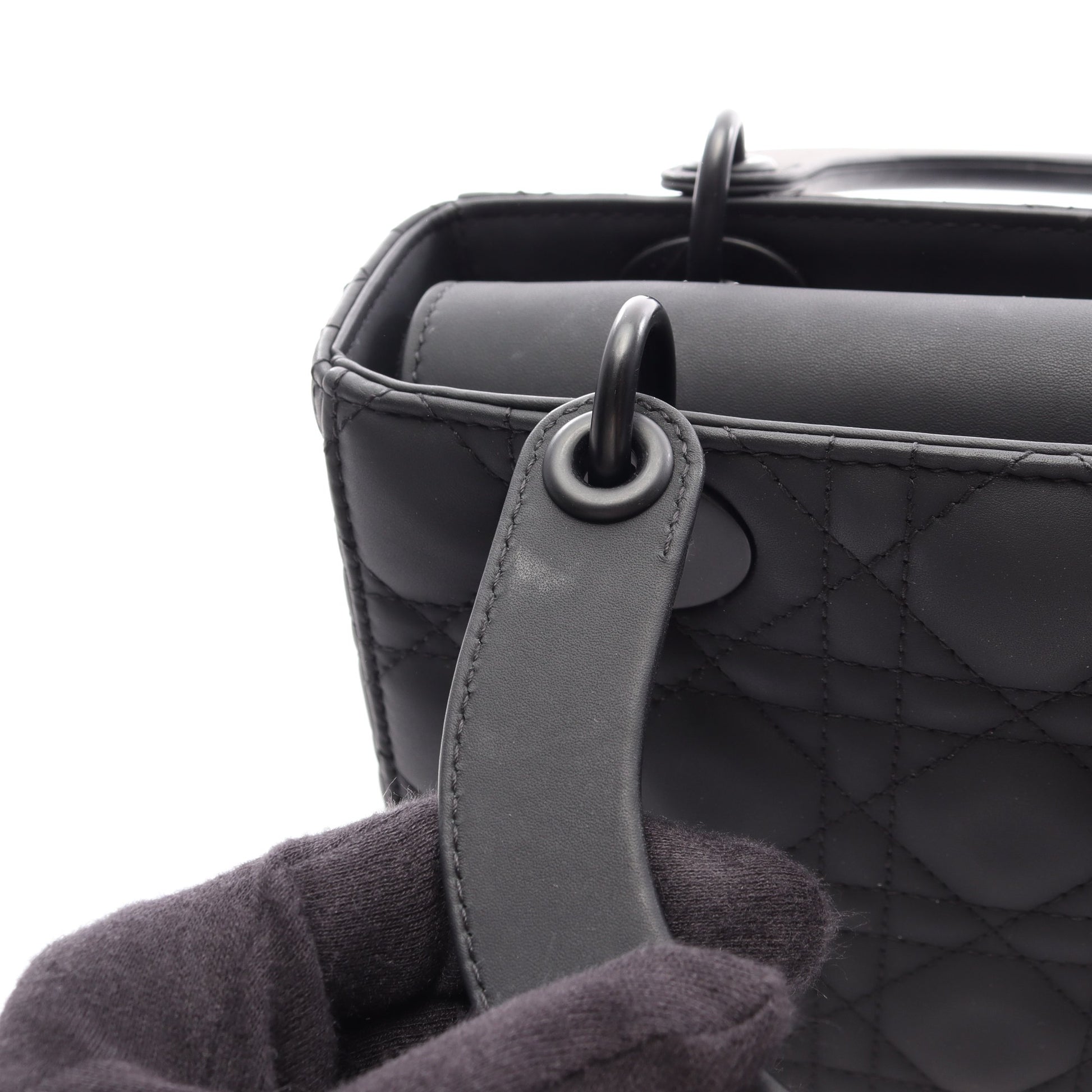 LADY DIOR MY ABCDIOR レディディオール スモール カナージュ 2WAY ハンドバッグ レザー ブラック クリスチャンディオール バッグ Christian Dior