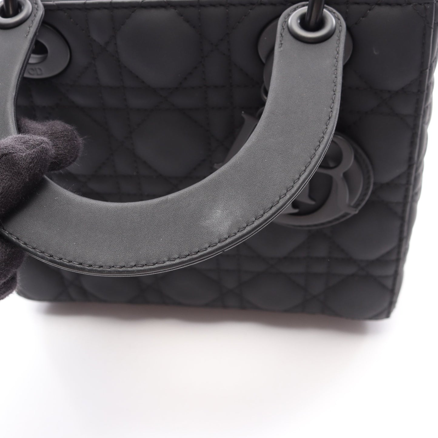 LADY DIOR MY ABCDIOR レディディオール スモール カナージュ 2WAY ハンドバッグ レザー ブラック クリスチャンディオール バッグ Christian Dior