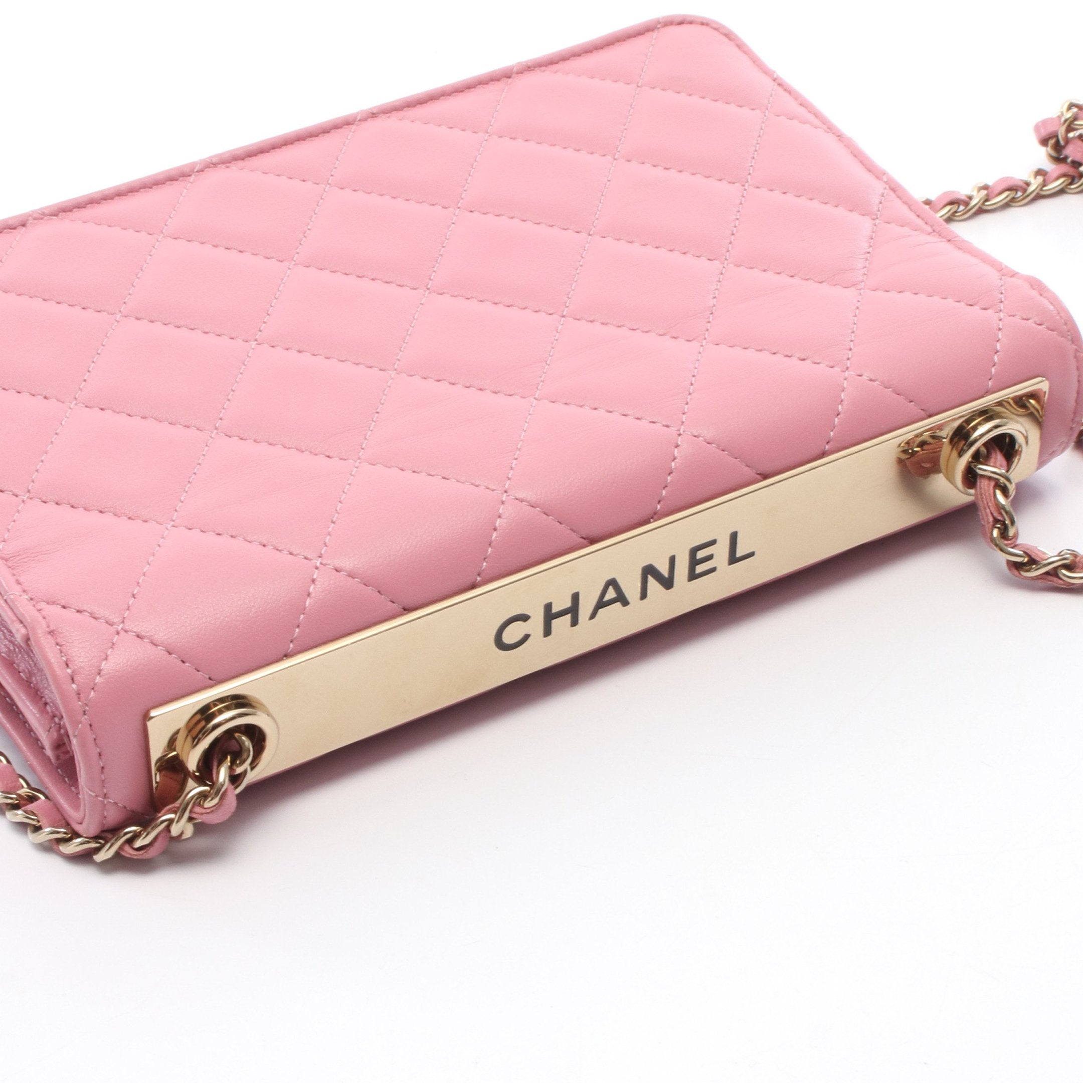 CHANEL(シャネル) 財布美品  マトラッセ/トレンディCC ピンク チェーンウォレット/ゴールド金具 ラムスキン トレンディCC マトラッセ チェーンウォレット ラムスキン ピンク