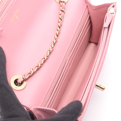 トレンディCC マトラッセ チェーンウォレット ラムスキン ピンク ゴールド金具 シャネル バッグ CHANEL