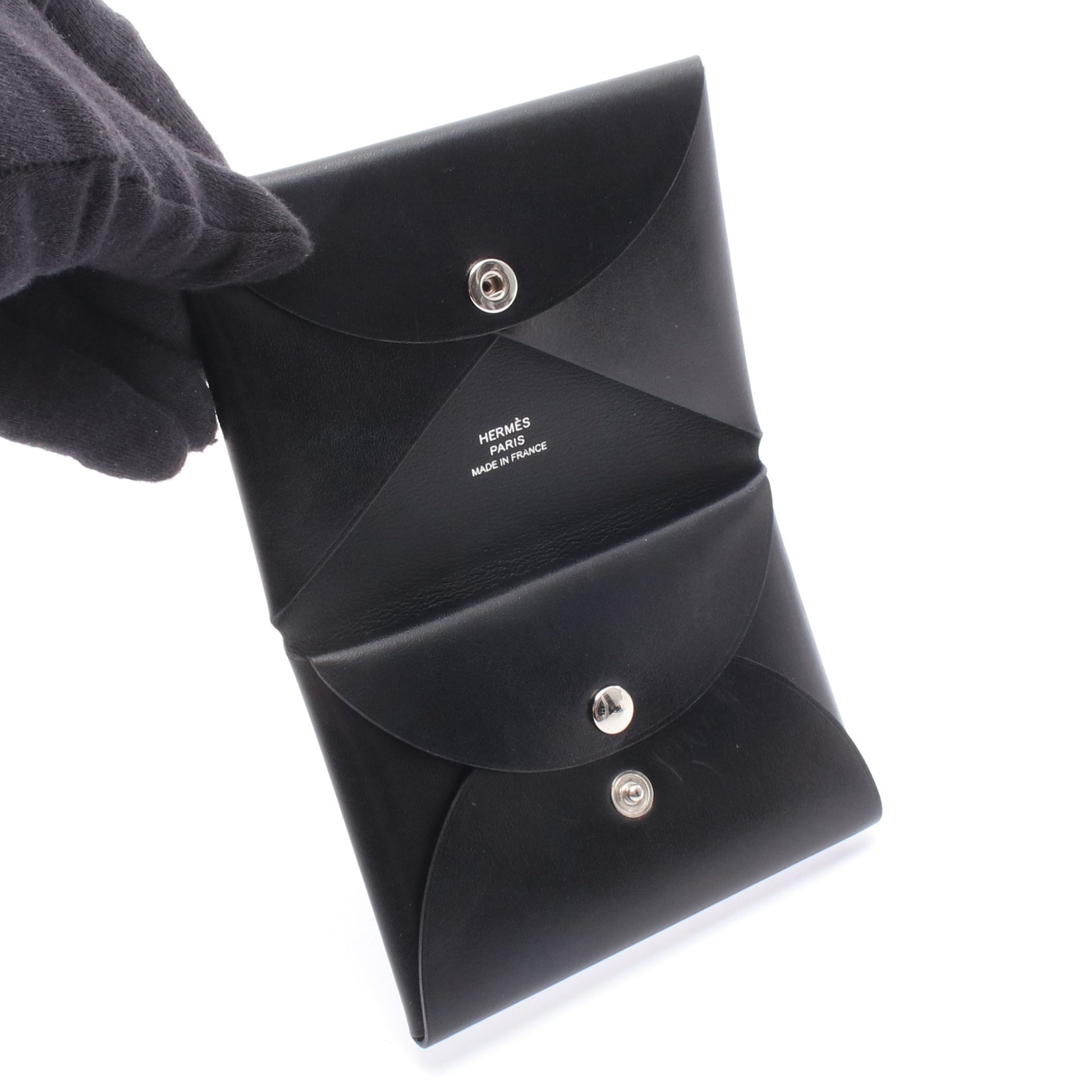 カルヴィデュオ コインケース ボックスカーフ ブラック シルバー金具 B刻印 エルメス 財布・小物 HERMES