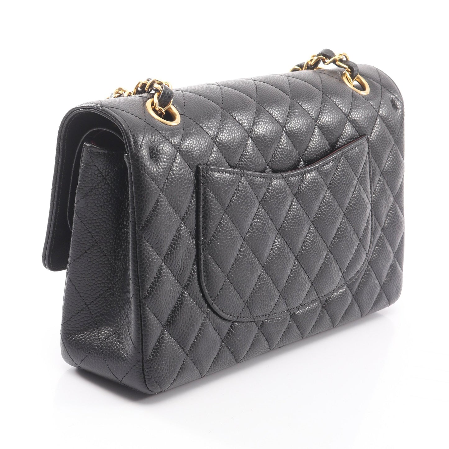 マトラッセ Wフラップ Wチェーンショルダーバッグ キャビアスキン ブラック ゴールド金具 シャネル バッグ CHANEL