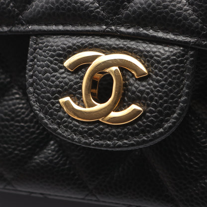 マトラッセ Wフラップ Wチェーンショルダーバッグ キャビアスキン ブラック ゴールド金具 シャネル バッグ CHANEL