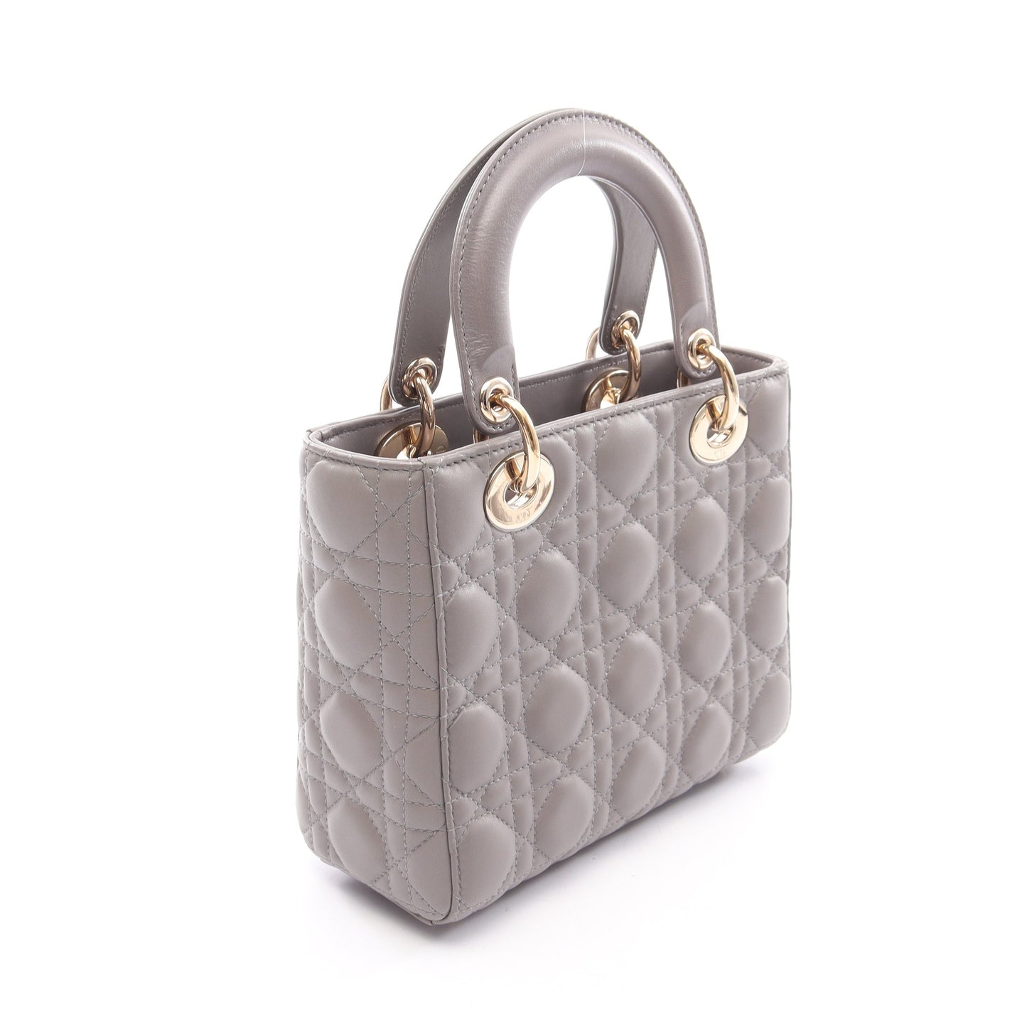 LADY DIOR MY ABCDIOR レディディオール スモール カナージュ 2WAY ハンドバッグ レザー グレー クリスチャンディオール バッグ Christian Dior