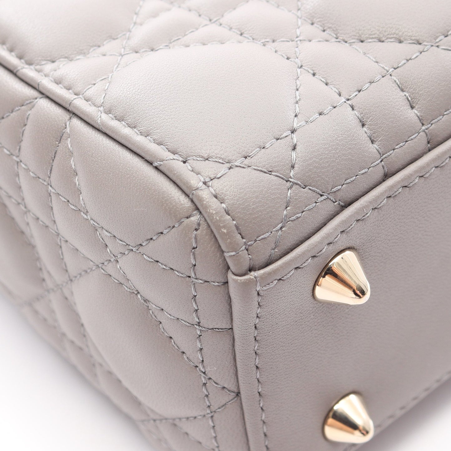 LADY DIOR MY ABCDIOR レディディオール スモール カナージュ 2WAY ハンドバッグ レザー グレー クリスチャンディオール バッグ Christian Dior