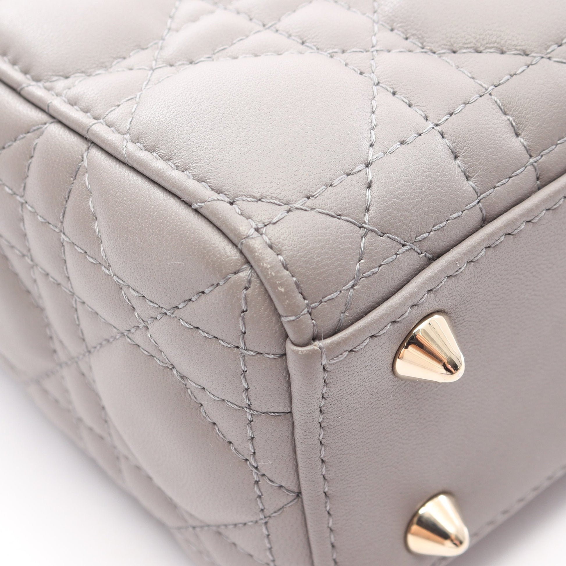 LADY DIOR MY ABCDIOR レディディオール スモール カナージュ 2WAY ハンドバッグ レザー グレー クリスチャンディオール バッグ Christian Dior