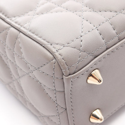 LADY DIOR MY ABCDIOR レディディオール スモール カナージュ 2WAY ハンドバッグ レザー グレー クリスチャンディオール バッグ Christian Dior