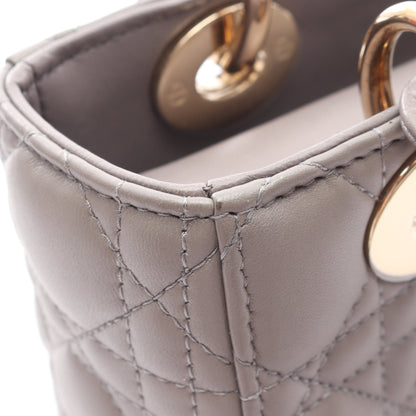 LADY DIOR MY ABCDIOR レディディオール スモール カナージュ 2WAY ハンドバッグ レザー グレー クリスチャンディオール バッグ Christian Dior