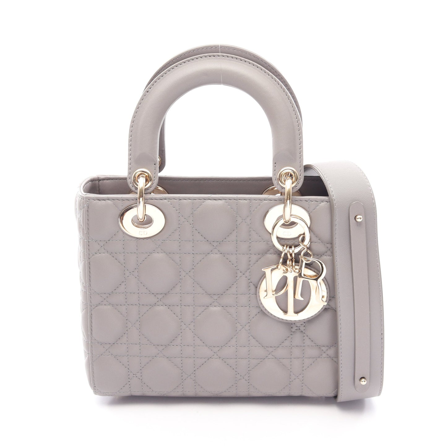LADY DIOR MY ABCDIOR レディディオール スモール カナージュ 2WAY ハンドバッグ レザー グレー クリスチャンディオール バッグ Christian Dior