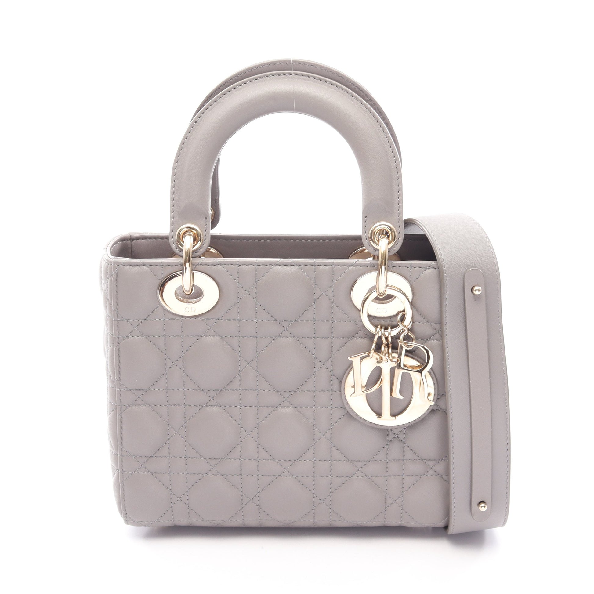LADY DIOR MY ABCDIOR レディディオール スモール カナージュ 2WAY ハンドバッグ レザー グレー クリスチャンディオール バッグ Christian Dior