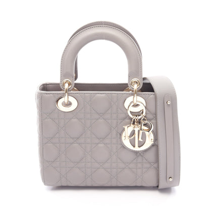 LADY DIOR MY ABCDIOR レディディオール スモール カナージュ 2WAY ハンドバッグ レザー グレー クリスチャンディオール バッグ Christian Dior