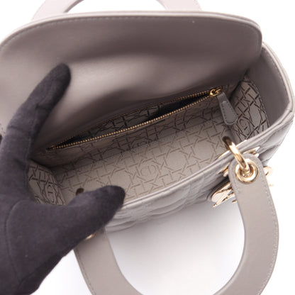 LADY DIOR MY ABCDIOR レディディオール スモール カナージュ 2WAY ハンドバッグ レザー グレー クリスチャンディオール バッグ Christian Dior