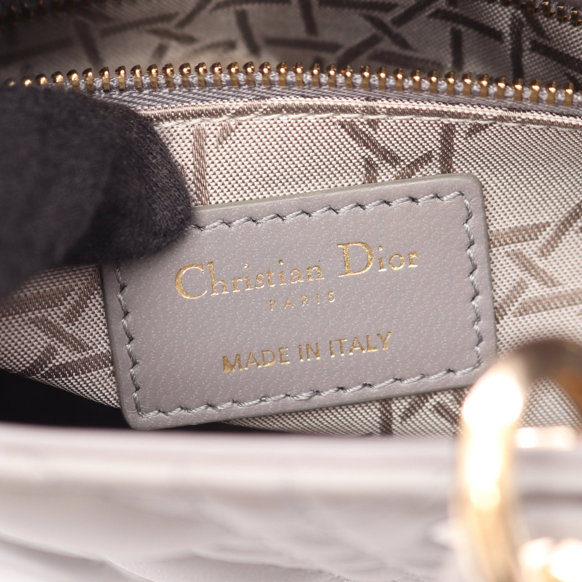 LADY DIOR MY ABCDIOR レディディオール スモール カナージュ 2WAY ハンドバッグ レザー グレー クリスチャンディオール バッグ Christian Dior