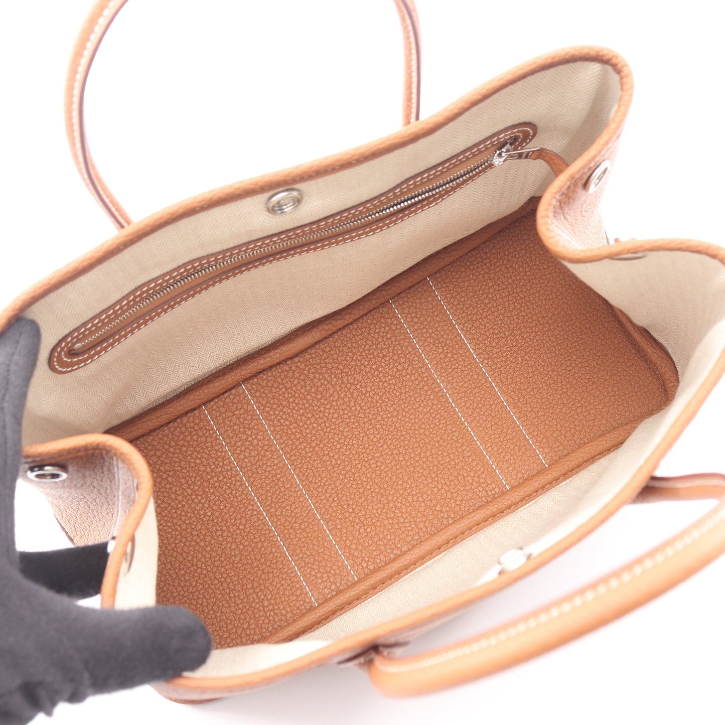 ガーデンパーティTPM ゴールド ハンドバッグ トートバッグ ネゴンダ ブラウン シルバー金具 G刻印 エルメス バッグ HERMES