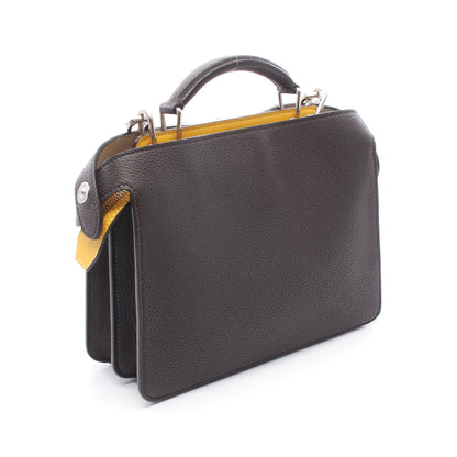 ピーカブー アイシーユー スモール 2WAY ハンドバッグ レザー ダークブラウン イエロー フェンディ バッグ FENDI