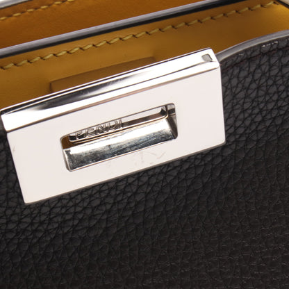ピーカブー アイシーユー スモール 2WAY ハンドバッグ レザー ダークブラウン イエロー フェンディ バッグ FENDI