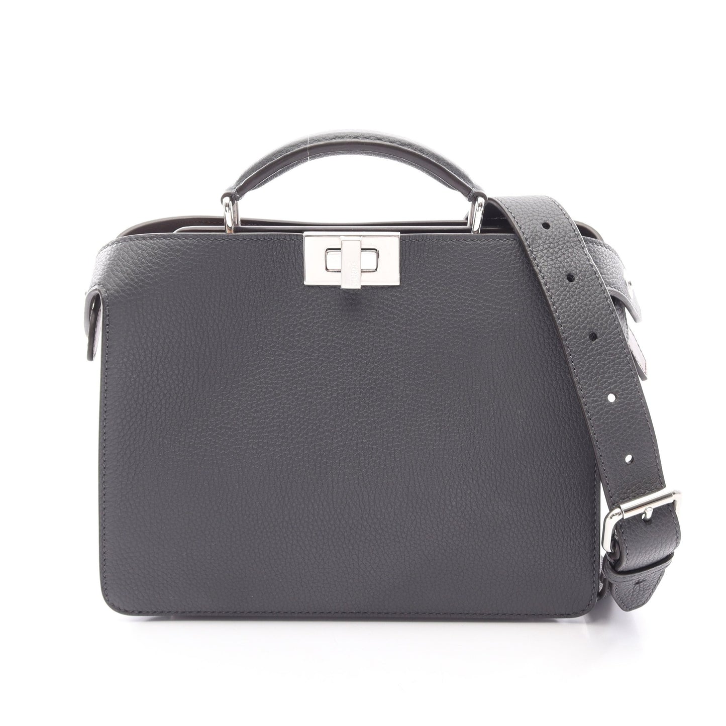 ピーカブー ISeeU スモール 2WAY ハンドバッグ レザー グレー ダークブラウン フェンディ バッグ FENDI