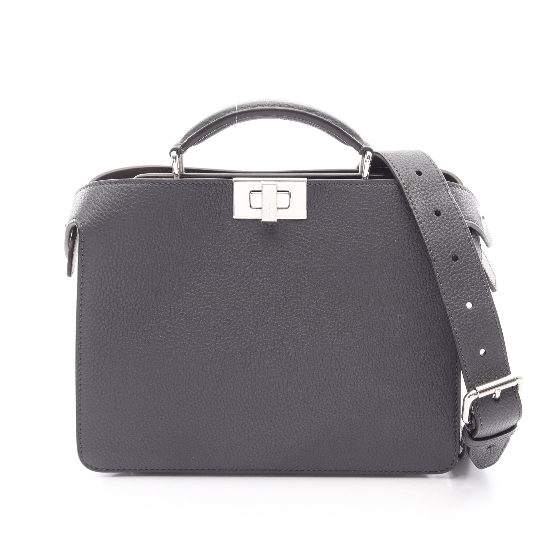ピーカブー ISeeU スモール 2WAY ハンドバッグ レザー グレー ダークブラウン フェンディ バッグ FENDI