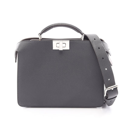 ピーカブー ISeeU スモール 2WAY ハンドバッグ レザー グレー ダークブラウン フェンディ バッグ FENDI