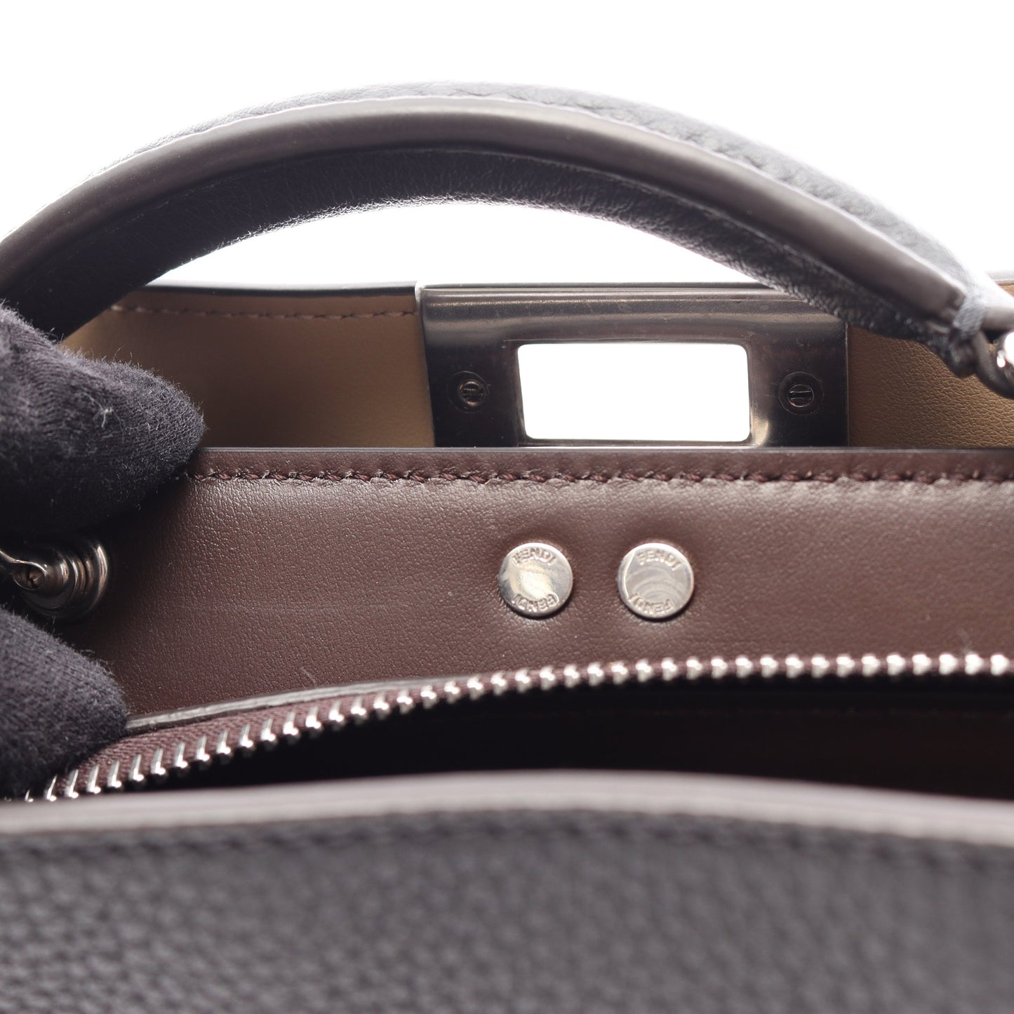 ピーカブー ISeeU スモール 2WAY ハンドバッグ レザー グレー ダークブラウン フェンディ バッグ FENDI