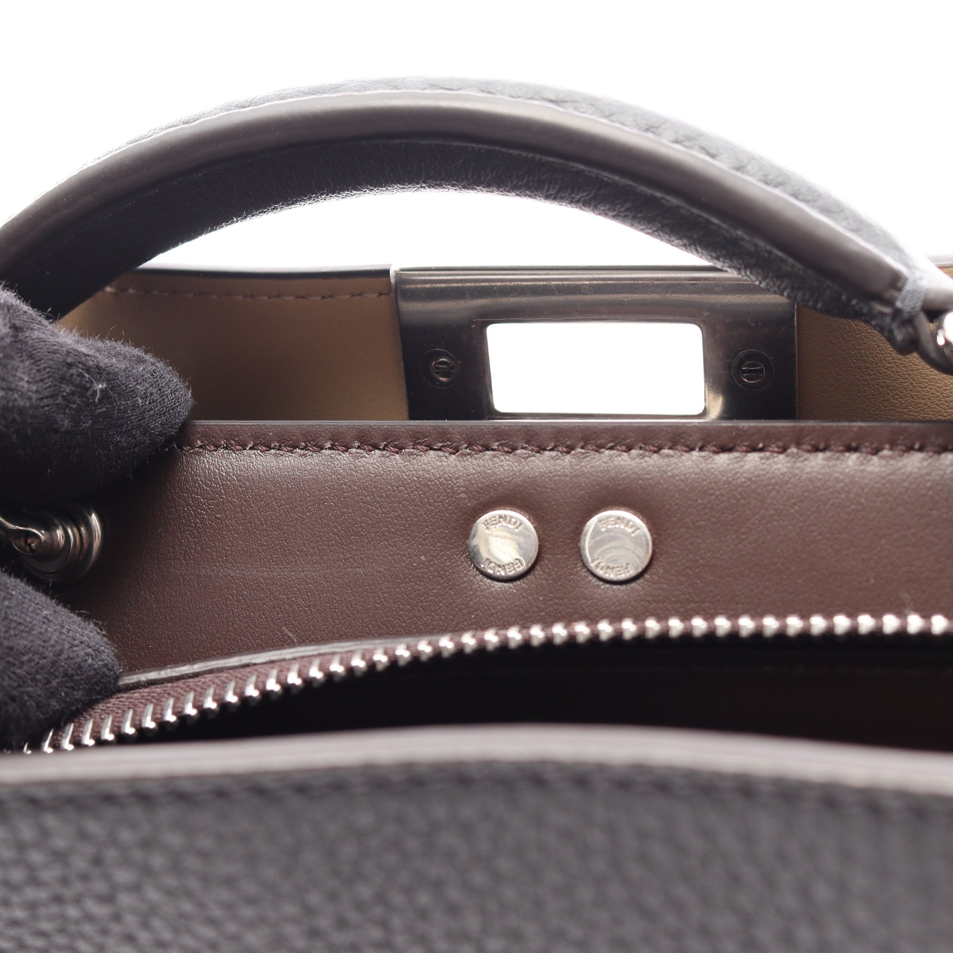 ピーカブー ISeeU スモール 2WAY ハンドバッグ レザー グレー ダークブラウン フェンディ バッグ FENDI