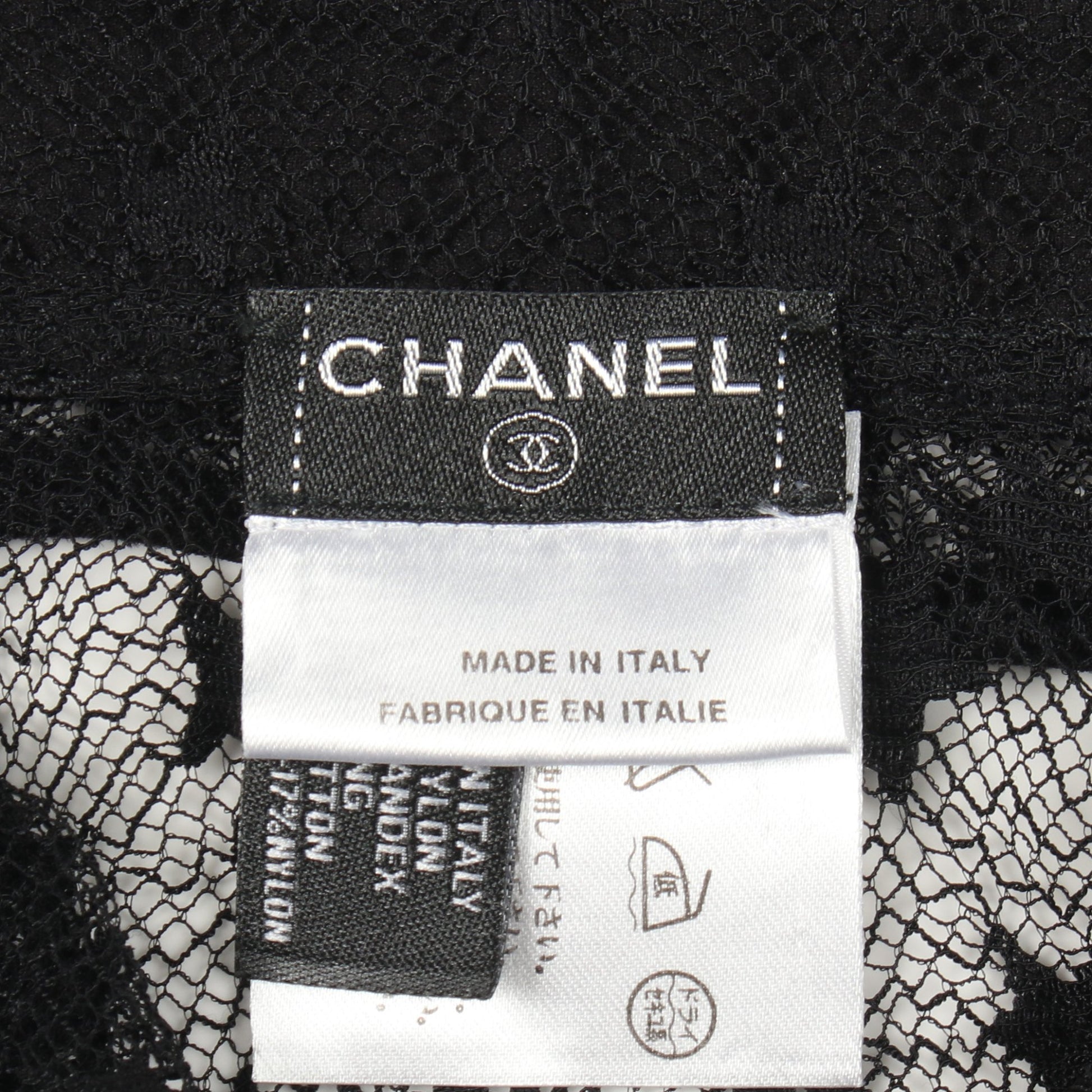 04A シースルー レース 半袖 ブラウス ナイロン ブラック シャネル トップス CHANEL
