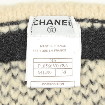 ココマークボタン カメリア ニット スカート ウール ベージュ ブラック シャネル ボトムス CHANEL