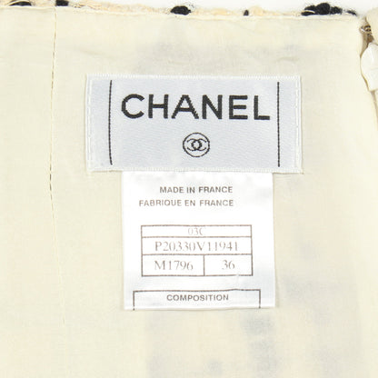 ココマーク ツイード チェック スパンコール スカート ウール コットン アイボリー ブラック シャネル ボトムス CHANEL