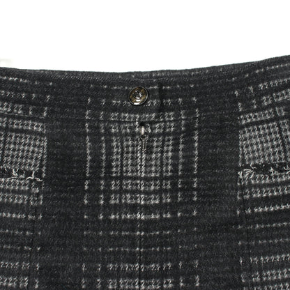 ココマークボタン チェック スカート ウール ブラック グレー シャネル ボトムス CHANEL