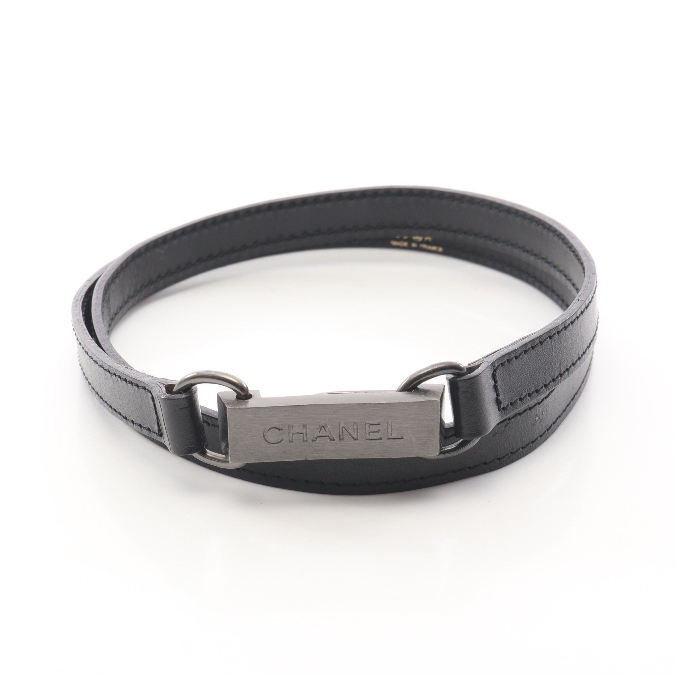 ロゴ プレート ベルト レザー ブラック シルバー金具 00A シャネル – RECLO