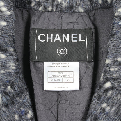 ココマークボタン ジャケット ウール ナイロン ネイビー ブラック シャネル アウター CHANEL