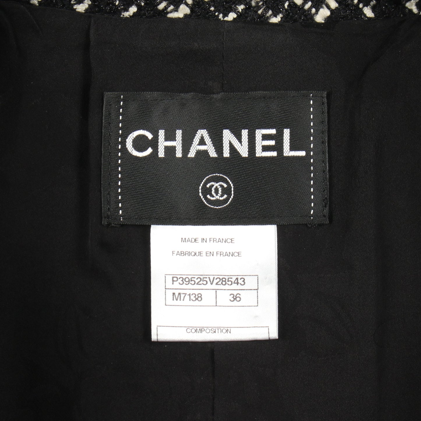 ココマークボタン ツイード ジャケット ウール ナイロン ブラック ホワイト シャネル アウター CHANEL