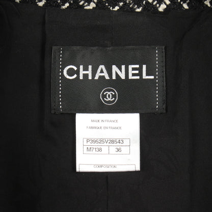 ココマークボタン ツイード ジャケット ウール ナイロン ブラック ホワイト シャネル アウター CHANEL