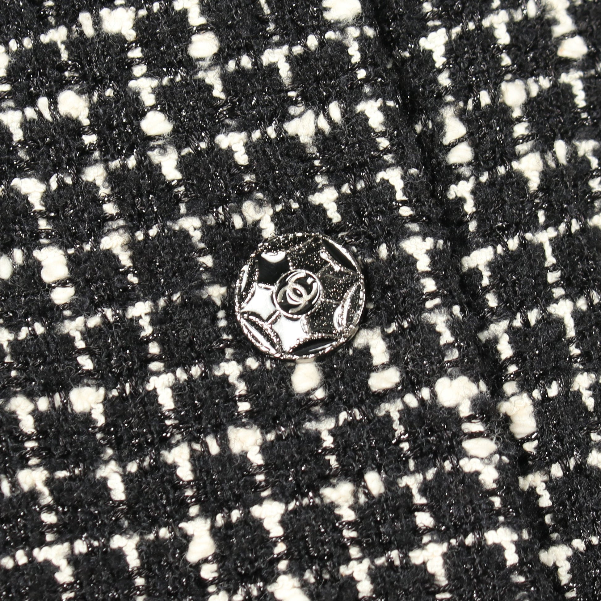 ココマークボタン ツイード ジャケット ウール ナイロン ブラック ホワイト シャネル アウター CHANEL