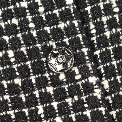 ココマークボタン ツイード ジャケット ウール ナイロン ブラック ホワイト シャネル アウター CHANEL