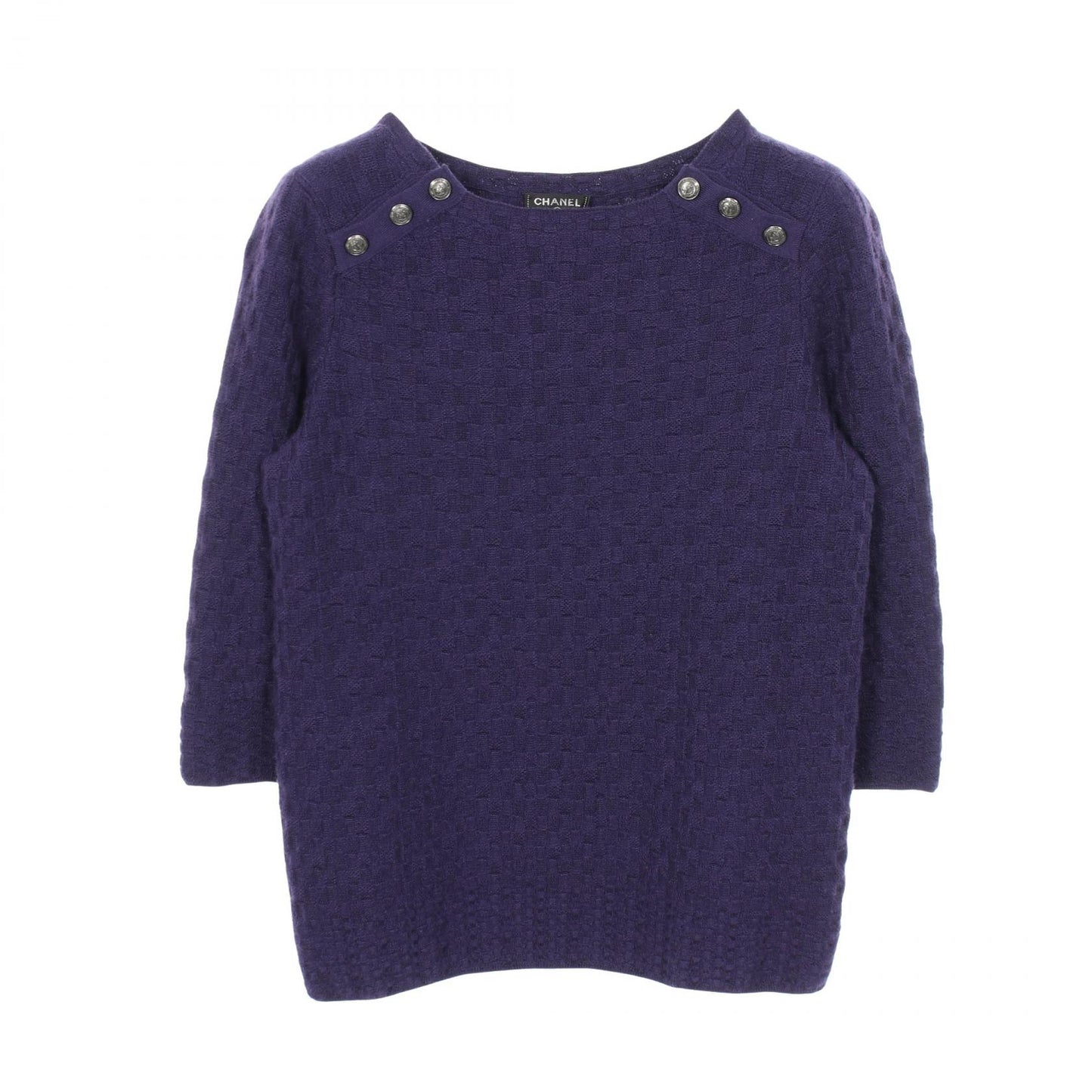 18A アンカーボタン ニット カシミヤ シルク パープル シャネル トップス CHANEL