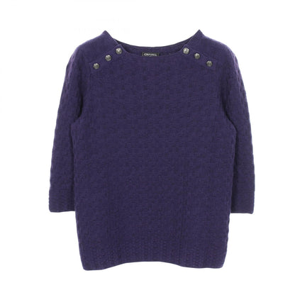 18A アンカーボタン ニット カシミヤ シルク パープル シャネル トップス CHANEL