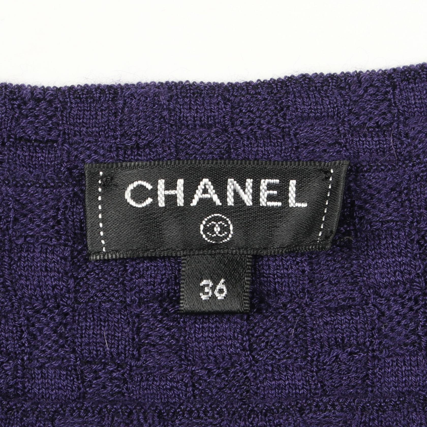 18A アンカーボタン ニット カシミヤ シルク パープル シャネル トップス CHANEL