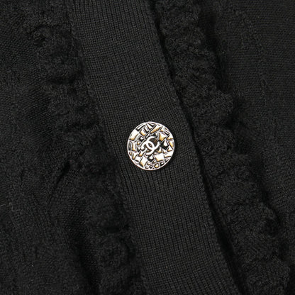 ココマークボタン フリル カーディガン ウール ブラック シャネル トップス CHANEL