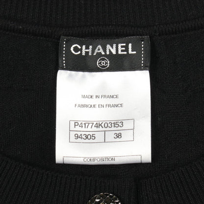 ココマークボタン フリル カーディガン ウール ブラック シャネル トップス CHANEL