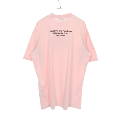 ユニコーン クルーネック 半袖Tシャツ コットン ピンク ヴェトモン トップス VETEMENTS