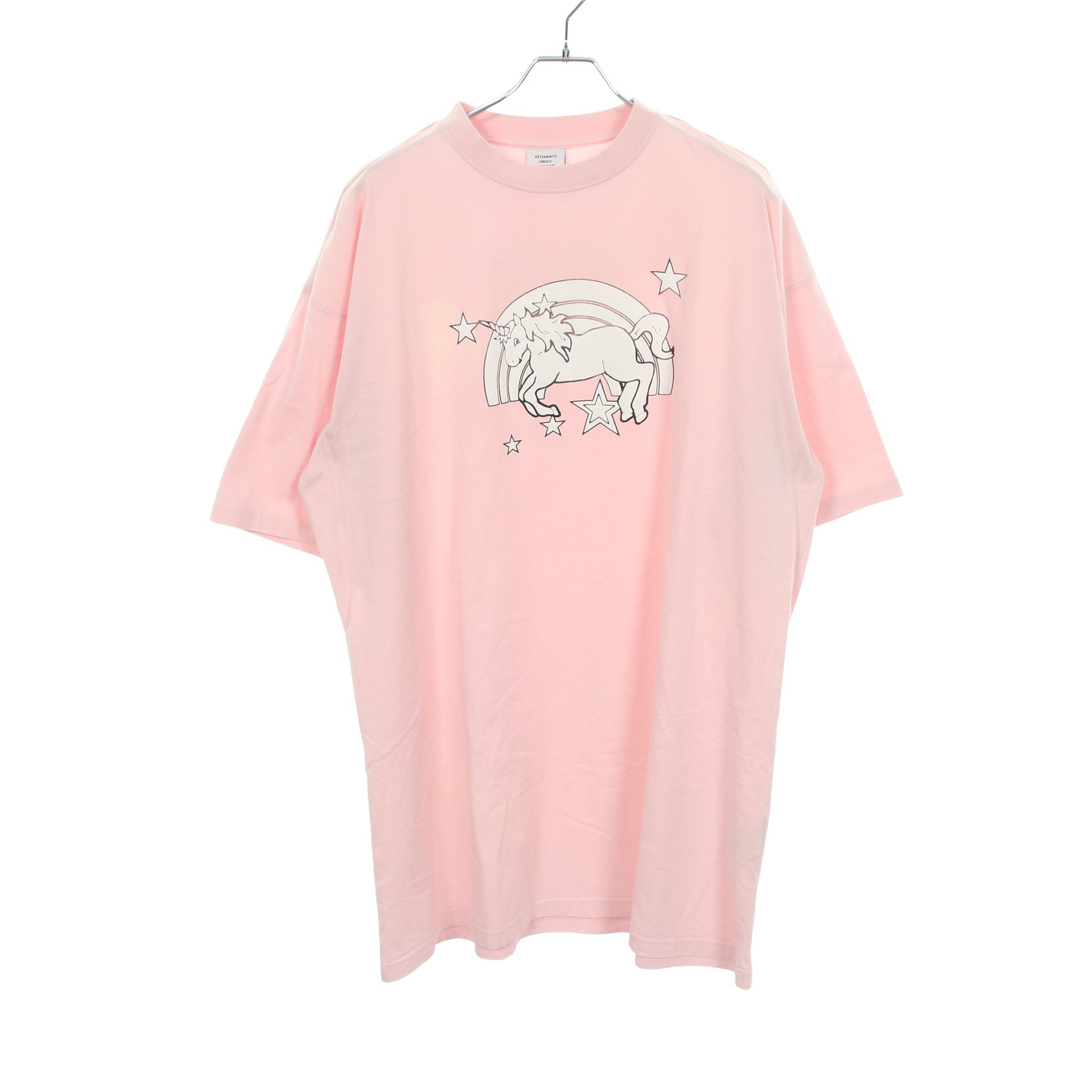 ユニコーン クルーネック 半袖Tシャツ コットン ピンク ヴェトモン トップス VETEMENTS