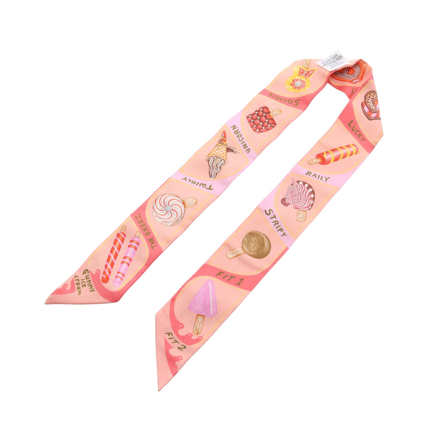 ツイリー Funny Ice Cream リボン スカーフ シルク ピンク エルメス