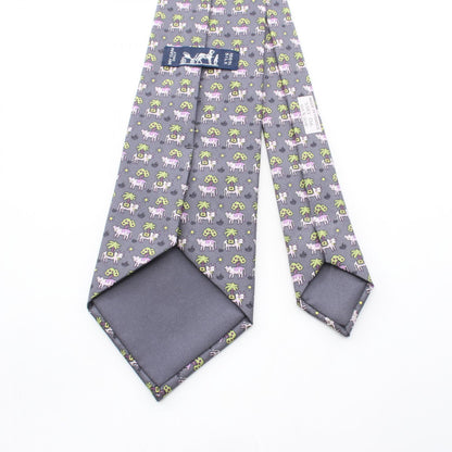 牛柄 ネクタイ シルク グレー マルチカラー エルメス 財布・小物 HERMES