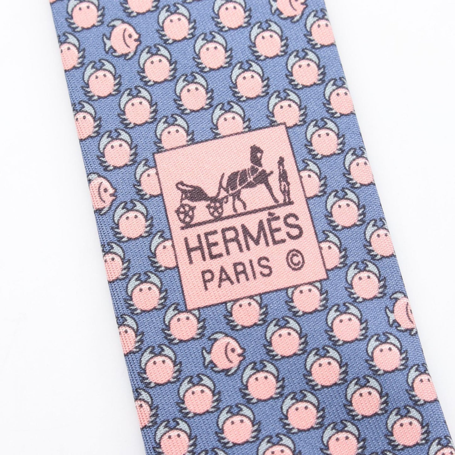 カニ柄 ネクタイ シルク ブルー ピンク エルメス 財布・小物 HERMES