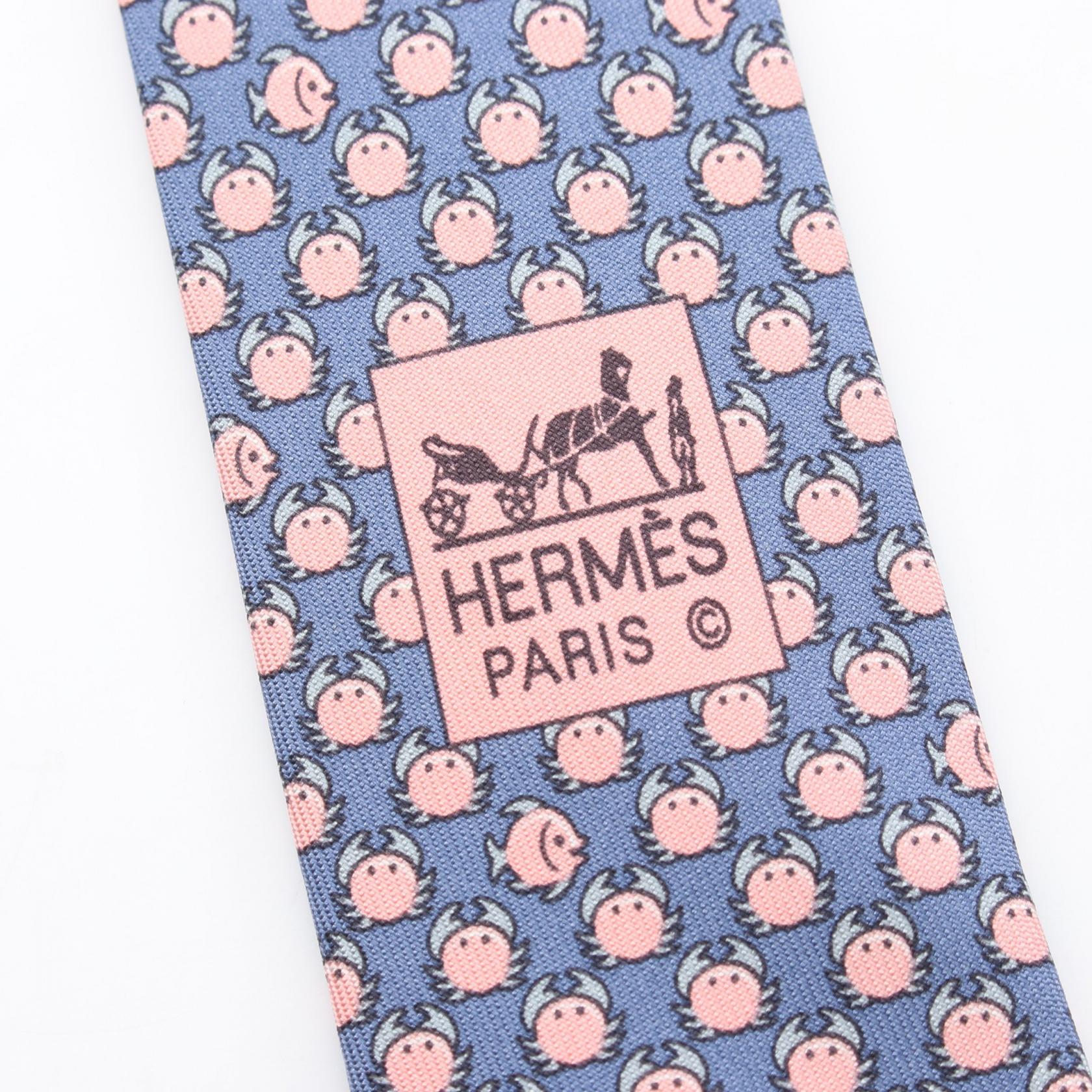カニ柄 ネクタイ シルク ブルー ピンク エルメス 財布・小物 HERMES