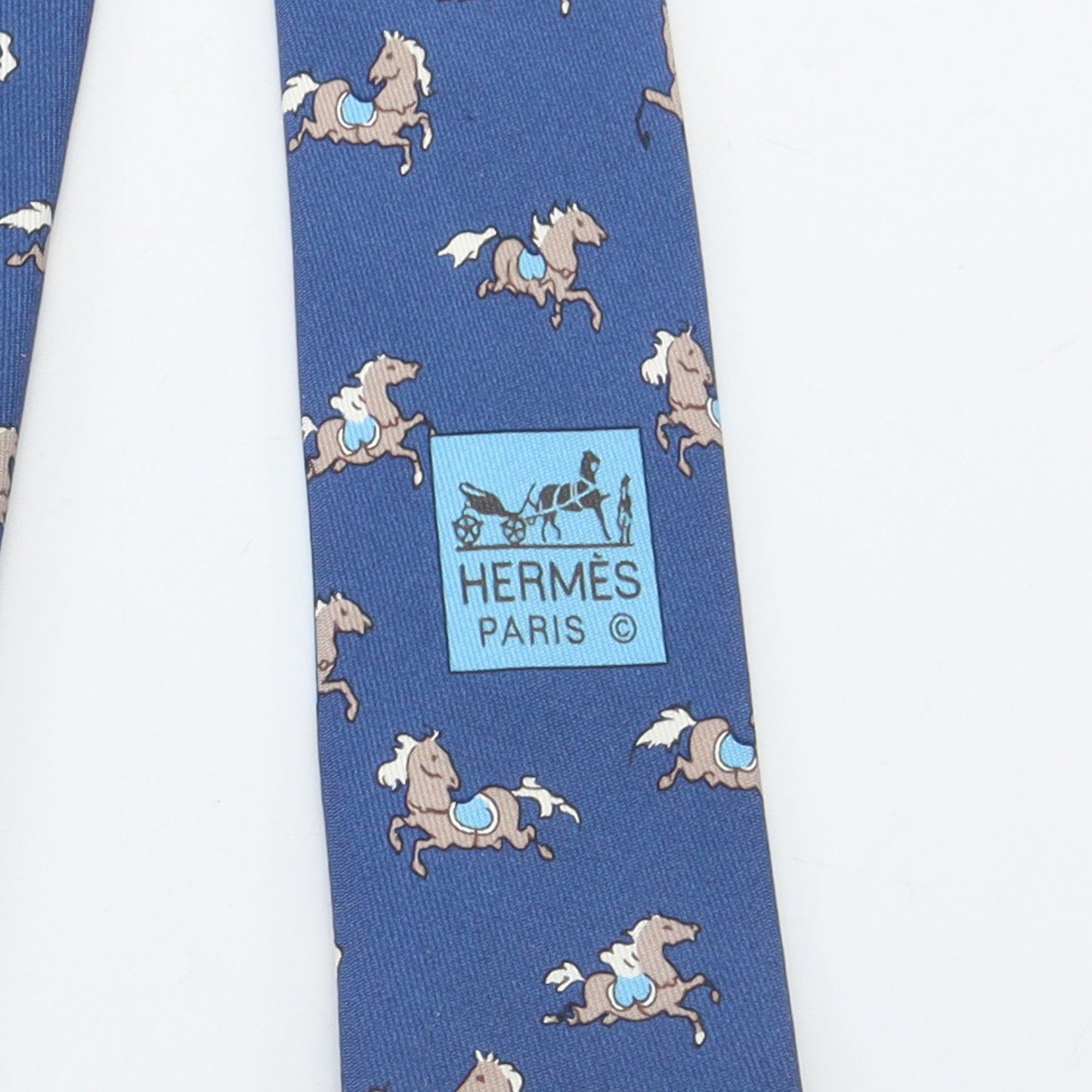 馬柄 ネクタイ シルク ネイビー グレー エルメス 財布・小物 HERMES