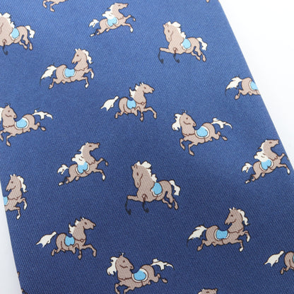 馬柄 ネクタイ シルク ネイビー グレー エルメス 財布・小物 HERMES