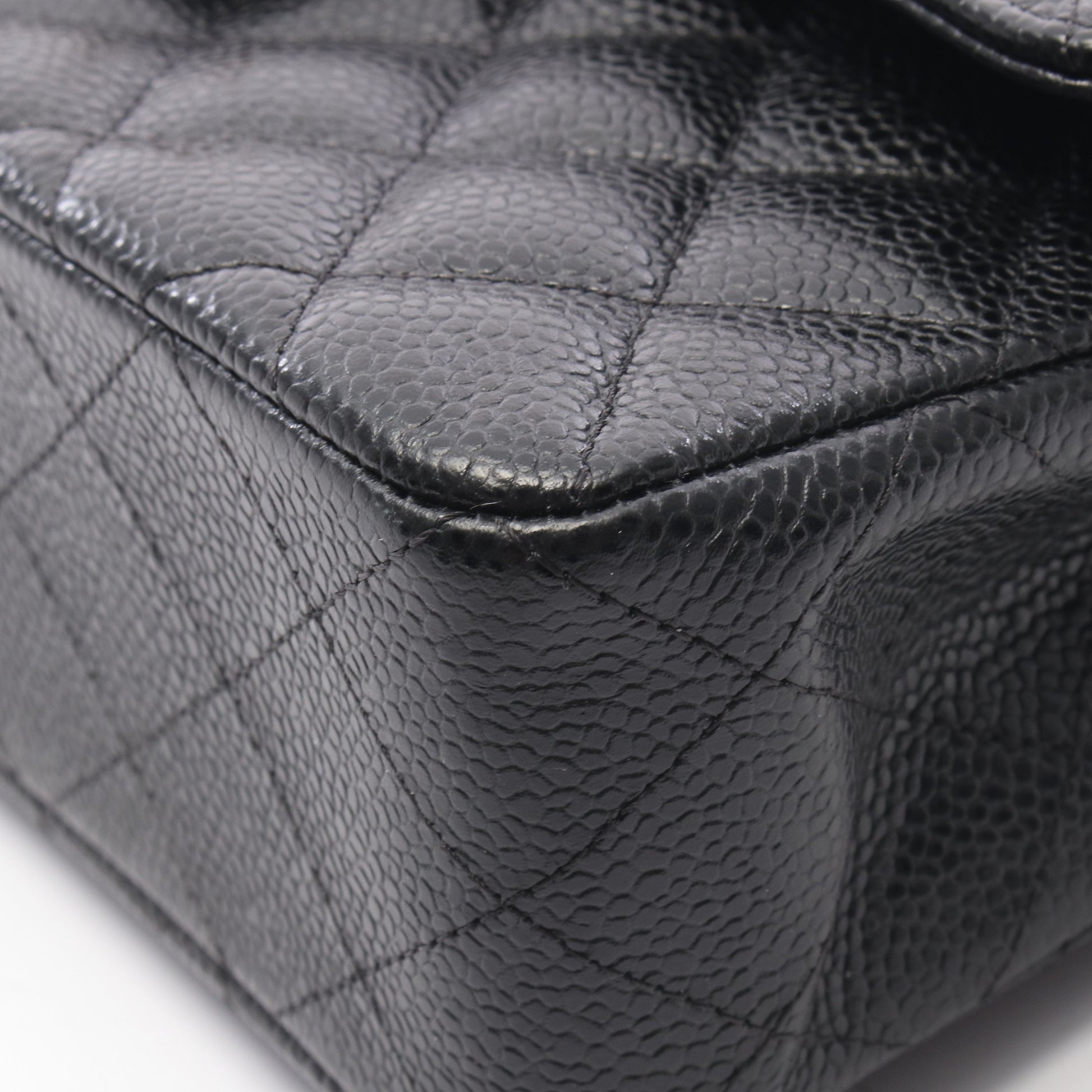 マトラッセ Wフラップ Wチェーンショルダーバッグ キャビアスキン ブラック ゴールド金具 シャネル バッグ CHANEL