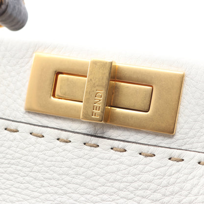 ピーカブー レギュラー セレリア 2WAY ハンドバッグ レザー ホワイト ネイビー フェンディ バッグ FENDI